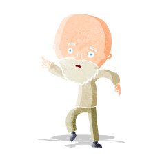 cartoon worried old man pointing
