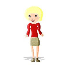 cartoon woman shrugging shoulders N40