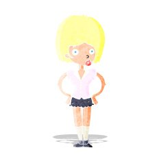 cartoon woman with hands on hips N16