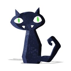 cartoon black cat N30