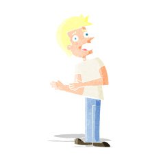 cartoon man making excuses