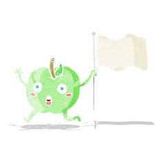 cartoon funny apple with flag