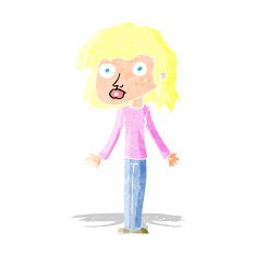 cartoon girl shrugging shoulders N3