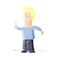 Cartoon Man Giving Peace Sign N4
