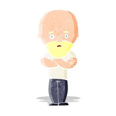 cartoon shocked bald man with beard