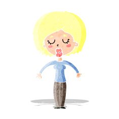 cartoon woman with closed eyes