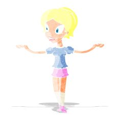 cartoon woman with arms spread wide