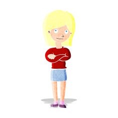 cartoon friendly girl rolling eyes