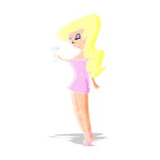 cartoon woman at party N2