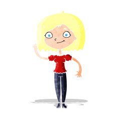 Cartoon Woman Waving N29