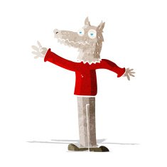 cartoon waving wolf N2