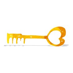 cartoon heart shaped key