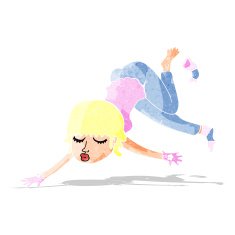 cartoon woman floating