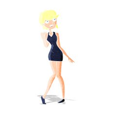 cartoon woman in cocktail dress N2