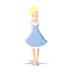 cartoon pretty woman in dress N3