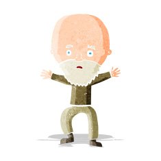cartoon panicking old man