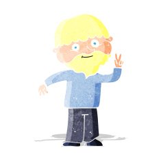 Cartoon Man Giving Peace Sign N7