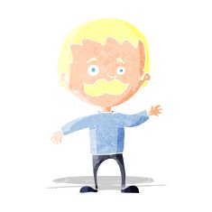 cartoon man with mustache waving N2