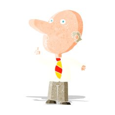 cartoon bald man asking question