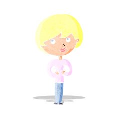 cartoon woman making Who Me? gesture N3