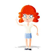 cartoon happy woman with idea