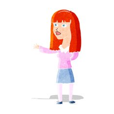 cartoon woman gesturing to show something N2
