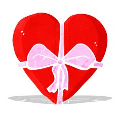 cartoon heart shaped present
