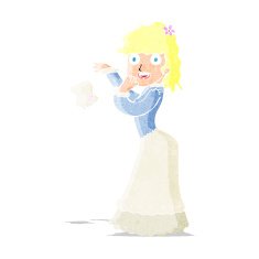 cartoon victorian woman dropping handkerchief