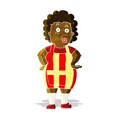 cartoon woman in kitchen apron N2