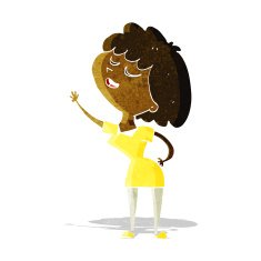 cartoon happy woman about to speak N2