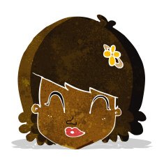 cartoon happy female face N14