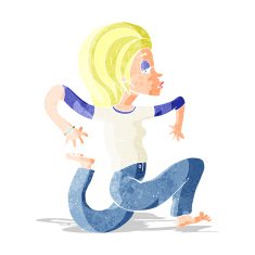 cartoon woman running