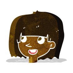 cartoon happy female face N18