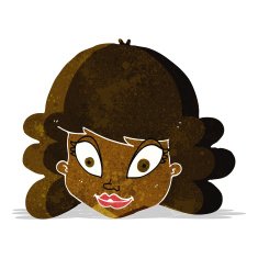 cartoon happy female face N19