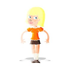 cartoon woman shrugging shoulders N43