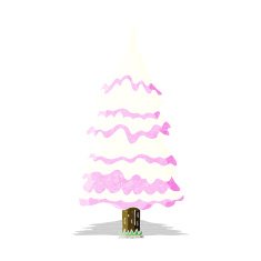 cartoon pink snowy tree