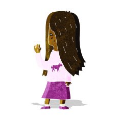 cartoon girl with pony shirt waving N2