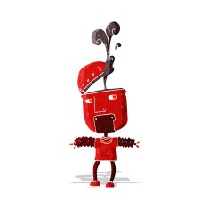 funny cartoon robot with open head N2