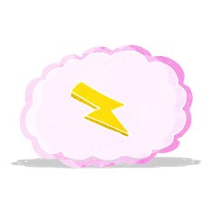 cartoon cloud and lightning bolt symbol