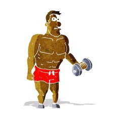 Cartoon Man Lifting Weights N13