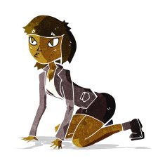 cartoon woman on hands and knees N2