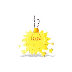 cartoon shining light bulb N2