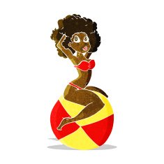 Cartoon Pin Up Girl Sitting On Ball N3
