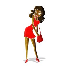 cartoon woman looking in handbag N2