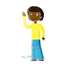 cartoon friendly boy waving N2