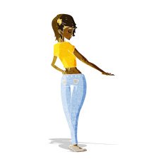 cartoon pretty girl in jeans and tee N2