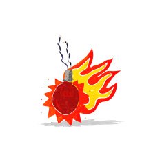 cartoon red hot light bulb