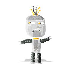cartoon waving robot N2
