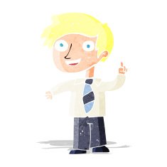 cartoon school boy with idea N5