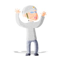 cartoon security man panicking
